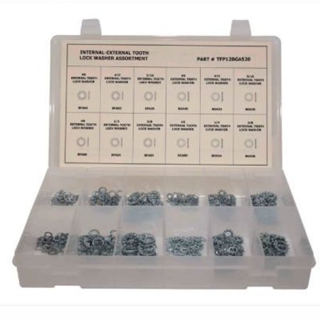 TITAN FASTENERS 520 Piece Internal/External Tooth Lock Washer Assortment - #6 to 3/8" - Steel - Zinc TFP12BGABF520